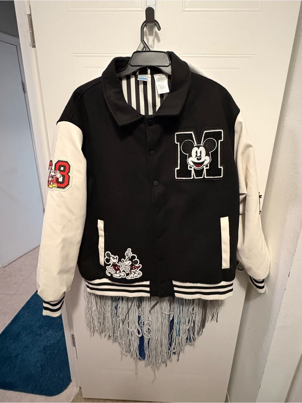 Disney Black and White Mickey Varsity Style Jacket